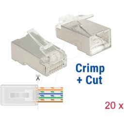 DELOCK 86454 - Conector macho de crimpado y corte de red RJ45 Cat.6 STP de 20 u
