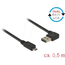 DELOCK 85164 - Cable USB 2.0, enchufe EASY a, etc. En conector Micro B, 0,5 m