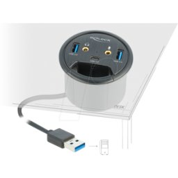 DELOCK 62794 - Concentrador de sobremesa, USB3.0, 1x C, 2x a, puertos de audio