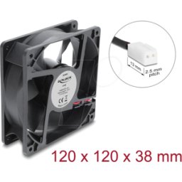 DELOCK 67449 - Ventilador axial 48 V DC, 120 x 120 x 38 mm, conector de 2 pines