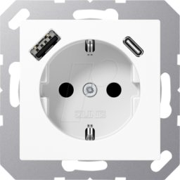 JUNG JG A1520-15 CAWW - Toma de corriente con cargador USB tipo a + C, serie AS/a, blanc