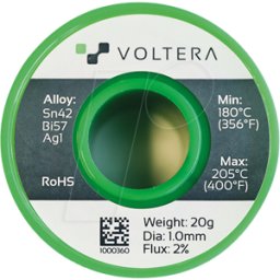 VOLTERA 1000360 - Soldadura Voltera sin plomo con contenido de bismuto y plata, Ø