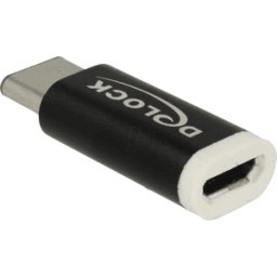 DELOCK 65678 - Conector hembra USB 2.0 Micro B a conector macho USB tipo C negr