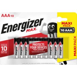 ENERGIZER EN MAX AAA10 - MÁX., pila alcalina, AAA (Micro), paquete de 10