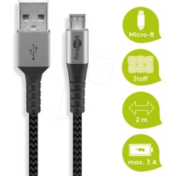 GOOBAY 49283 - Cable de sincronización y carga, USB-A > Micro-B, 2,0 m,