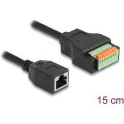 DELOCK 66065 - Cable RJ45 toma Cat.5e > bloque de terminales, pulsador, 15 cm