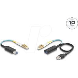 DELOCK 66466 - Juego de prolongadores de cable dúplex LC, USB tipo A