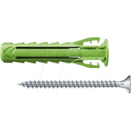 FISCHER BEFESTIGUNGSSYSTEME FD 567864 - Enchufe + tornillo, SX Plus Verde 8x40 S K, 10 piezas