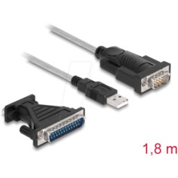 DELOCK 61314 - Cable adaptador USB a serie, + adaptador RS-232 a DB9, 1,8 m..