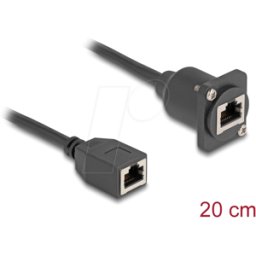 DELOCK 87968 - Cable RJ45 Cat.5e, hembra / hembra, tipo D, negro, 20 cm
