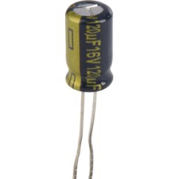 PANASONIC FC-A 120U 16 - Elko radial, 120, 16V, 105 °C, ESR baja, AEC-Q200
