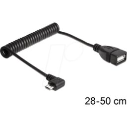 DELOCK 83354 - Cable USB 2.0, conector macho Micro B a conector hembra a 0,1 m