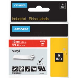 DYMO IND 1805422 - Vinilo DYMO IND Band, 19 mm, blanco/rojo