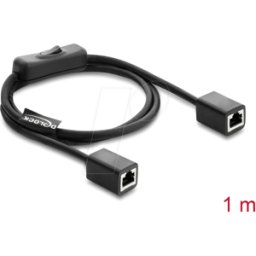 DELOCK 81566 - Cable RJ45 hembra-hembra con interruptor Cat.6 F/UTP, 1 m - negr