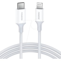 UGREEN 10493 - Cable de carga/datos conector USB C > Lightning, blanco, 1 m