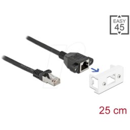 DELOCK 87109 - Cable alargador de red, Easy 45, S/FTP, Cat.6a, 0,25 m, negro