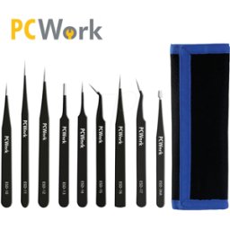 PCWORK PCW 08G - Conjunto de pinzas, ESD-SAFE, 9 piezas, acero inoxidable