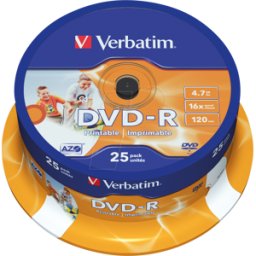 VERBATIM 43538 - DVD-R 4,7 GB, imprimible, 25 husillo
