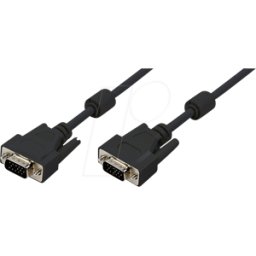 LOGILINK CV0003 - Cable VGA de monitor de 15 polos, conector VGA, 2 Ferrrit, negro
