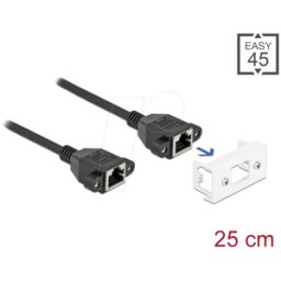DELOCK 87126 - Cable alargador de red, Easy 45, S/FTP, Cat.6a, 0,25 m, negro