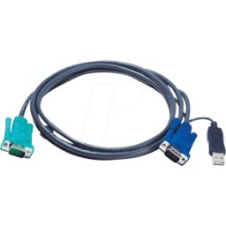 ATEN 2L-5205U - Cable KVM VGA USB, negro, 5,0 m