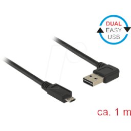 DELOCK 85165 - Cable USB 2.0, enchufe EASY a, etc. En conector Micro B, 1 m