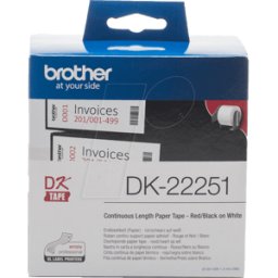 BROTHER BRO DK22251 - Etiqueta continua, papel, rojo/negro, blanco, 62 mm