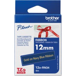 BROTHER P-TOUCH TZERN34 - Cinta textil, oro sobre azul marino, 12mm