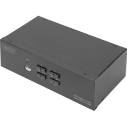 DIGITUS DIGI DS-12883 - Conmutador KVM, 4 puertos, doble pantalla, 4K, HDMI