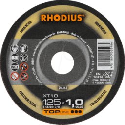 RHODIUS TS XT10-115 - Disco de corte, acero inoxidable, 115 mm, 1 mm, XT10, 22,23 mm