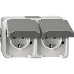 MERTEN EL ME 23218029 - Aquastar, toma de corriente, doble, horizontal, gris claro