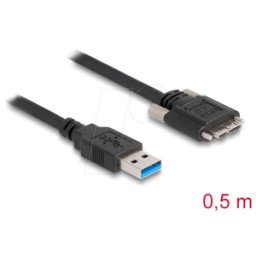 DELOCK 87798 - Cable USB 3.0 Tipo A macho a Tipo Micro-B macho con tornillos 0,