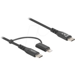 DELOCK 81170 - Cable de carga, USB-C -> 1x Lightning y USB-C, 1 m