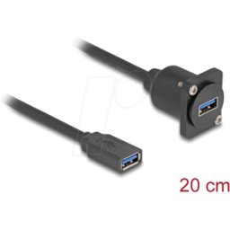 DELOCK 87983 - Cable USB, toma / enchufe, tipo D, negro, 20 cm