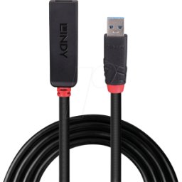 LINDY 43401 - USB 5Gbit/s Extensión Activa SLIM, De Una hembra a Un macho, 5,0