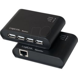 LOGILINK UA0230 - Extensor USB 2.0 Cat.5 con hub de 4 puertos, 50 m