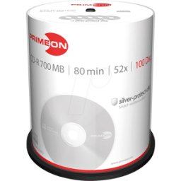 PRIMEON PRIM 2761103 - CD-R 80min/700MB, cakebox de 100 piezas