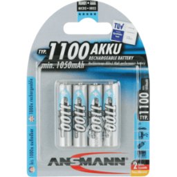 ANSMANN ANS NH 4X1100 - Pila de NiMH, AAA (Micro), 1100 mAh, paquete de 4