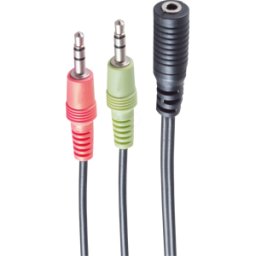 SHIVERPEAKS SHVP BS14-05040 - Cable de audio, 2x conector de 3 pines a conector de 4 pines de
