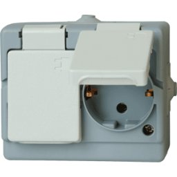 KOPP EL FR SKDO 2 W - Toma de corriente con puesta a tierra, IP44, doble, horizontal