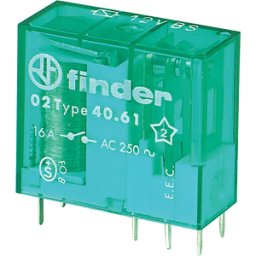 FINDER FIN 40.61.6 12V - Relé biestable enchufable, 12V, 1 contacto inversor, 16A.