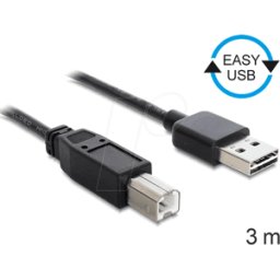 DELOCK 83360 - Cable USB 2.0, conector macho A EASY a conector macho B, 3 m