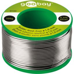 GOOBAY LZ FP BF 1,0 100 - Estaño para soldar sin plomo con contenido de plata y cob