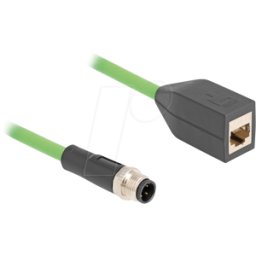 DELOCK 60571 - Cable M12, cod. D, 4 polos, macho / hembra RJ45, 0,5 m