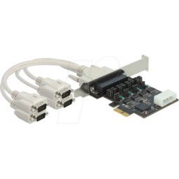 DELOCK 89895 - 4 puertos RS 232, serie, tarjeta PCIe, suministro de 5V / 12V.