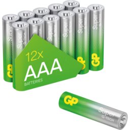 GP-BATTERIES GP S12 AAA - Super, pila alcalina, AAA (Micro), paquete de 12