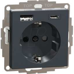 MERTEN ME SM 2367-0414 - Sistema M, toma de corriente con cargador USB tipo a + tipo C, a