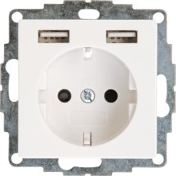 KOPP EL KO 296229004 - Toma de corriente empotrada con 2x USB, HK07, blanco puro