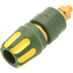 HIRSCHMANN TEST & MEASUREMENT PKI 10 A AU GG - Abrazadera de poste, 4 mm, amarillo/verde, chapado en oro