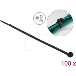 DELOCK 19556 - Bridas de cable resistentes al calor L 300 x W 4,8 mm negro 100